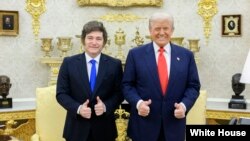 El presidente Donald Trump recibió en la Casa Blanca al mandatario de Argentina. Javier Milei. 