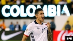 James Rodríguez celebra su gol.