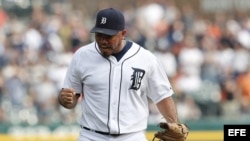 El lanzador de los Tigres de Detroit Joaquín Benoit.