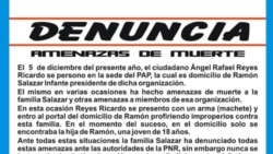 Partido Autónomo Pinero presenta denuncia tras "amenazas de muerte"
