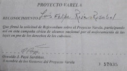 Planilla de firma del Proyecto Varela