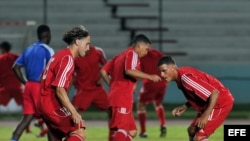 Jugadores del seleccionado de fútbol de Cuba. Fotografía de archivo.
