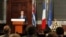 El presidente de Francia, François Hollande, durante una conferencia magistral en el aula Magna de la Universidad de La Habana (11/05/2015).
