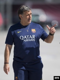 El técnico del FC Barcelona, Gerardo, Tata, Martino.