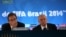 El secretario general de FIFA, Jérome Valcke (i), y El presidente de la Confederación Brasileña de Fútbol, José Maria Marin (d).
