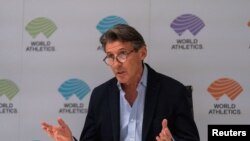 Reunión de marzo 2023 en Mónaco de World Athletics. Imagen de Sebastian Coe, presidente de la organización. (Reuters/Handout via World Athletics).