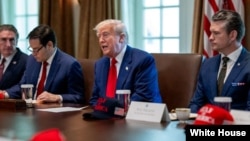 Donald Trump con su gabinete en la Casa Blanca.