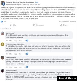 Comentarios en grupo de Facebook "Revolico Bayamo/Camilo Cienfuegos".